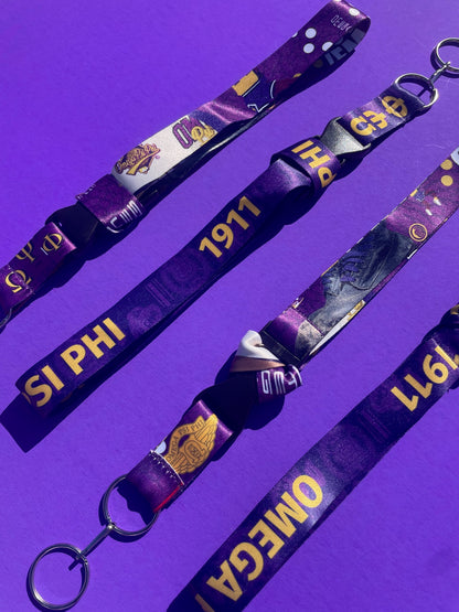 Omega Psi Phi Lanyard - Satin Screen Printed