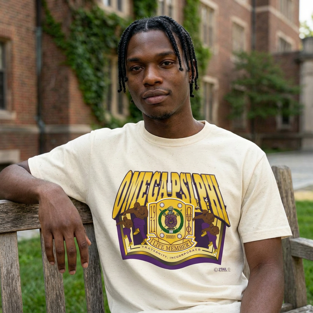 Omega Psi Phi Life Member Banner - Unisex Heavy Cotton Tee